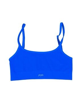 Joja Blue Ribbed Spaghetti Strap Athletic Crop Top Nylon Spandex NWOT